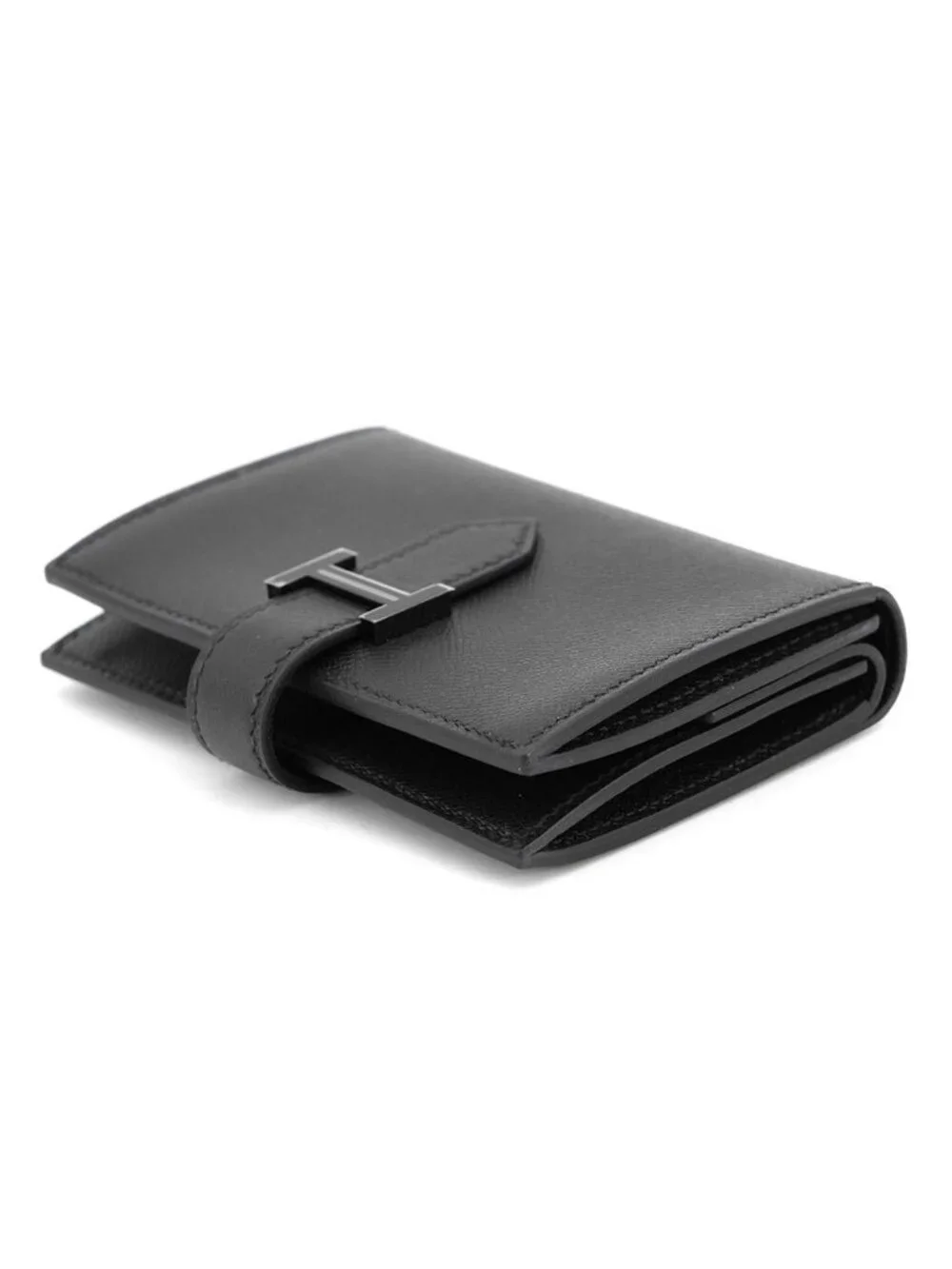 Hermes Card Case Bearn Mini Coin Purse Black Veau Madame Business